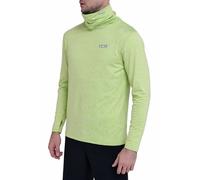 TCA Men's Warm Up Long Sleeve Training Workout Funnel Neck Thermal Running Top with Thumbholes - Lime Punch, S