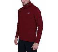 TCA Men's Warm Up Long Sleeve Training Workout Funnel Neck Thermal Running Top with Thumbholes - Cabernet, XL