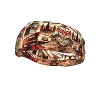 Mens Running Headband,Womens Sweatband Collage Icons Of London Sports Hairband For Running,Basketball,Fitness