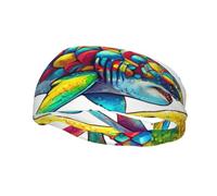 Mens Running Headband,Womens Sweatband Colorful Shark Rainbow Animals Sports Hairband For Running,Basketball,Fitness