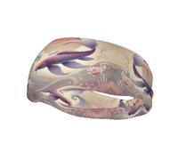 Mens Running Headband,Womens Sweatband Fish Sunset Koi Carp Japanese Sports Hairband For Running,Basketball,Fitness