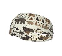 Mens Running Headband,Womens Sweatband Hipster Bear Woodland Sports Hairband For Running,Basketball,Fitness
