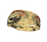 Mens Running Headband,Womens Sweatband Koi Fish Japanese Vintage Sports Hairband For Running,Basketball,Fitness