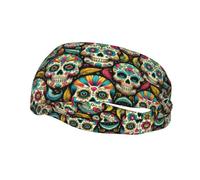 Mens Running Headband,Womens Sweatband Mexican Sugar Skulls Halloween Sports Hairband For Running,Basketball,Fitness