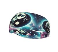 Mens Running Headband,Womens Sweatband Moon Yin Yang Galaxy Sports Hairband For Running,Basketball,Fitness