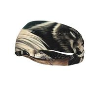 Mens Running Headband,Womens Sweatband Wolf Birds Feathers Sports Hairband For Running,Basketball,Fitness
