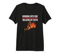 Mens Running Into Fire Walking by Faith Christian Fireman Premium T-Shirt