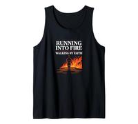 Mens Running Into Fire Walking by Faith Firefighter Tank Top
