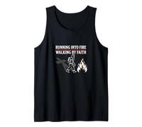 Mens Running Into Fire Walking by Faith Fireman Cross Tank Top