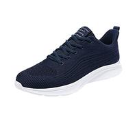 Men's Running Shoes Fashion and Sport Shoes for Men Basketball Man Breathable Elastic Leisure Slip on No Laces Casual Comfort Shoe, B Navy, 10 UK
