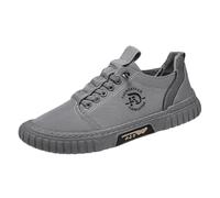 Mens Running Shoes Flat Feet Low Top Canvas Trainers Men Breathable Jogging Sneaker Lightweight Badminton Trainer Casual Work Sneaker Lightweight Travel Shoe with Laces Comfortable Walking Shoe Grey