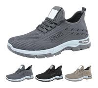 Mens Running Shoes Mens Slip On Trainers Summer Wide Fit Wedge Shoes Lightweight Casual Low Top Lace Up Running Shoe Walking Sneaker with Arch Support Memory Foam (Grey-a, 8)