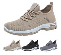 Mens Running Shoes Mesh Athletic Sport Sneakers - Lightweight Mesh Trainers Men Comfortable Breathable Shoes Lace-Up Wide Fit Footwear Non-Slip Soft Sole Sneakers Casual Walking Trainers Khaki