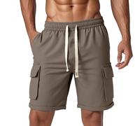 Men's Running Shorts 5 inchs Ultra Lightweight with 5 Pockets Quick Dry Athletic Run Shorts Linerless Pull On Trousers Beach Themed Slacks Work Joggers Loungewear (Grey,XL)