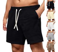 Men's Running Shorts, Oversized Waffle Knit Short, Elastic Waist Drawstring Hiking Shorts, Quick Dry Athletic Short with Pockets, Summer Gym Workout Sweatpants, Comfy Pajama Trunks 2Xl-5Xl Black