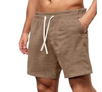 Men's Running Shorts, Oversized Waffle Knit Short, Elastic Waist Drawstring Hiking Shorts, Quick Dry Athletic Short with Pockets, Summer Gym Workout Sweatpants, Comfy Pajama Trunks 2Xl-5Xl Coffee