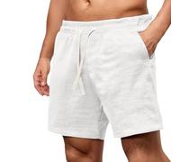 Men's Running Shorts, Oversized Waffle Knit Short, Elastic Waist Drawstring Hiking Shorts, Quick Dry Athletic Short with Pockets, Summer Gym Workout Sweatpants, Comfy Pajama Trunks 2Xl-5Xl White
