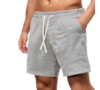 Mens Running Shorts Oversized Waffle Knit Short Elastic Waist Drawstring Hiking Shorts Quick Dry Athletic Short with Pockets Summer Gym Workout Sweatpants Comfy Pajama Trunks Grey