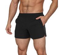 Mens Running Shorts Summer 3 Inch Inseam Pants Elastic Waisted Sports Short with Side Pockets Breathable Casual Outdoor Trousers Basic Solid Color Pant Lightweight Comfy Hiking Shorts 2026 Black