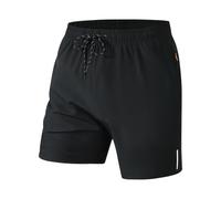 Mens Running Shorts With Zip Pockets Quick-Drying Training Shorts