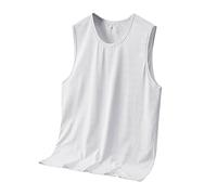 Men's Running Tank Top Ultra Lightweight Marathon Singlet Shirts Dry Fit Workout Sleeveless T-Shirts Men's Tank Tops Mens Slimming Vest Body Shaper Belt for Men Mens Sleeveless Shirt (White, L)