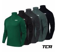 TCA Men's Cloud Fleece 1/4 Thermal Running Top with Zip Pocket - Deep Forest, S