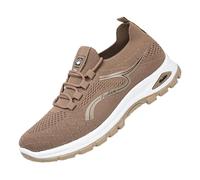 Men's Running Walking Shoes Slip On Lightweight Breathable Mesh Trainers Arch Support Comfortable Non-Slip Tennis Hiking Boots Fashion Lace-Up Trekking Booties Gym Fitness Sneakers Coffee