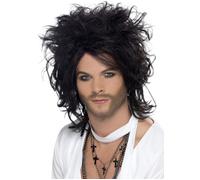 Mens Russell Brand Style Messy Black Wig