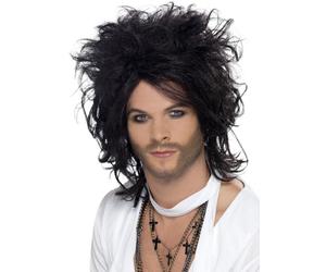 Mens Russell Brand Style Messy Black Wig