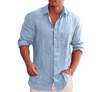 Men's Rust Men's Casual Shirt with Long Sleeves, Loose Plain and Shirt Men's Geometric, blue, 3XL