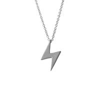 Mens Rustic Steel Lightning Bolt Pendant Necklace, Titanium Steel Chain, Industrial Style, Bold Jewellery, Gifts Fashion Design Gift Costume Jewellery