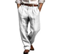 Mens s Sale Clearance Men Trousers Wrinkle-Resistant Slim Fit Bottom Skinny Linen Workwear Sweatpant Elastic Waistband High Waist Combat Trousers Office Formal Hiking Joggers White