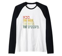Mens Saba The Man The Myth The Mensch Yiddish Grandpa Hanukkah Raglan Baseball Tee