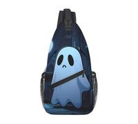Men's Sad Ghost Print Crossbody Sling Bag - Adjustable Strap Breathable Shoulder Backpack with Multi Pockets for Running Hiking Daily Commute Outdoor Use