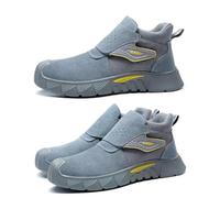 Mens Safety Boots Waterproof Work Boots,Puncture Proof Slip on Safety Shoes Steel Toe Cap High Top Work Shoes Trainers Non Slip Industrial Trainers dad Gifts Footwear UK 5.5 Blue