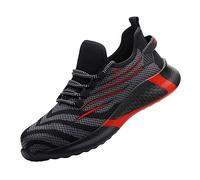 Mens Safety Shoes Steel Toe Cap Trainers Lightweight Breathable Soft Work Shoes Summer Industrial,red,5 UK