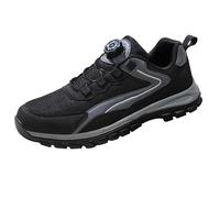 Mens Safety Shoes Waterproof - Men's Safety Trainers Unisex Shoes Adult Steel Toe Cap Trainers Waterproof Safety Shoes Lightweight Breathable Shock-Absorbing with Rotary Button Safety Work Sneakers