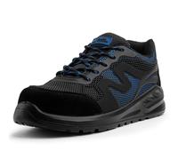 Black Hammer Mens Safety Trainers with Steel Toe and Midsole Comfortable Protective Work Shoes for Industrial Use Durable & Breathable Non-Slip Workwear S1P SRC Mike (13 UK) Black