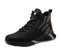 Mens Safety Work Boots Steel Toe Cap Trainers Lightweight Breathable Comfortable Non-Slip Industrial Protective Shoes,Black,6 UK