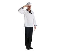 Mens Sailor Costume Seaman Naval Officer Mariner Adult Halloween Fancy Dress
