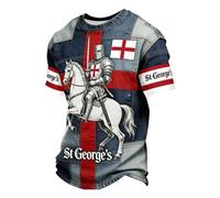 Mens Saint George Patriotic T Shirt England Flag Print English Pride Graphic Tee for St George's Day Festivals and Events U513