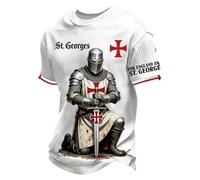 Mens Saint George Patriotic T Shirt England Flag Print English Pride Graphic Tee for St George's Day Festivals and Events U513