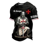 Mens Saint George Patriotic T Shirt England Flag Print English Pride Graphic Tee for St George's Day Festivals and Events U513