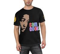 Men's Sam Singer Cooke T-Shirt Casual Short-Sleeve Tees Concert Merch Lightweight Tee-Shirt Black L