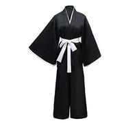 Men's Samurai Hakama Uniform Kimono Kendo Suit Aikido Judo Japanese Tradtional Martial Arts Costume (09# Black, XL)