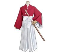 Men's Samurai Hakama Uniform Kimono Kendo Suit Aikido Judo Japanese Tradtional Martial Arts Costume (10# Red, S)