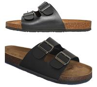 Mens Sandals, Arch Support Slides with Adjustable Buckle Straps and Cork Footbed for Summer Size 6-12 (Black, UK Footwear Size System, Adult, Men, Numeric, Medium, 6)