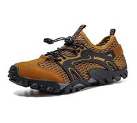 Men's Sandals Barefoot Hiking Shoes Quick Dry Breathable Mesh Lightweight Outdoor Training Water Walking(Brown,7.5)