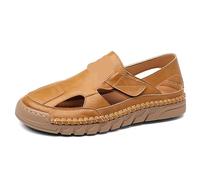 Mens Sandals Men Sandal Summer Non-slip Casual Leather Sandals for Men Fashion Lighte Breathable Beach Slippers Classic Versatile Sandal(Yellow,39)