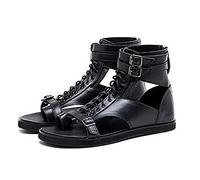 Men's Sandals PU Leather Men's Gladiator Sandals Fashion Lace-Up Classic Beach Sandals for Outdoor Travel for Daily Use (43)